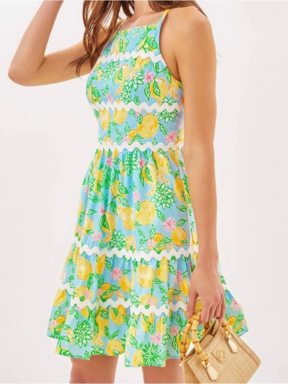 Lilly Pulitzer Angelynn Fit & Flare Dress in Bluette Make Lemonade 14 NWOT
